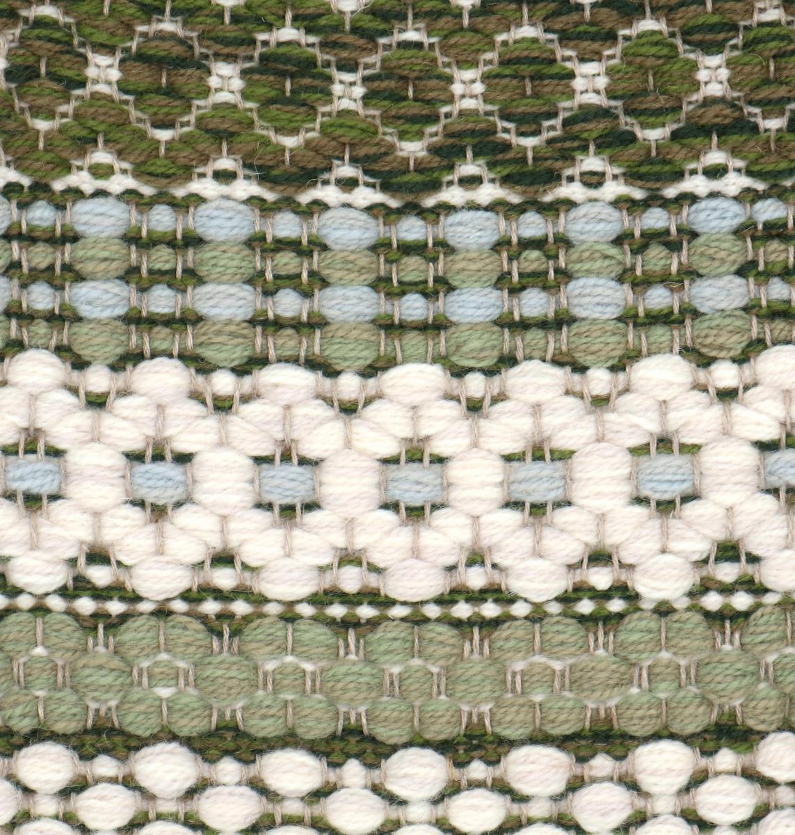 <p>Country Rug, main green mix CH015, 8197, CH017, inside white mix 1023, CH044, green-yellow mix 4012, 4015, light grey 1002, CH054 on the natural yarn</p>