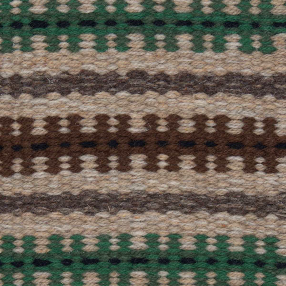 <p>Bespoke Strings Striped Irregular, A 1. - pattern - green 4011, 4007, A 2. - pattern -  purple CL0068, 7016, B. - dots -  1006, C. - base -  beige 6014, 03,12, D. - stripe -  brown 17, 11 on the natural yarn</p>