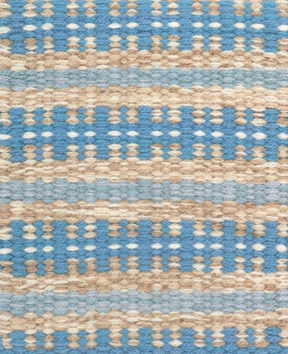 <p>Bespoke Strings Striped Irregular, pattern - blue 5001, 5017, dots - white CH044, base - beige 03, 07, 06, stripe - light blue 5012, CH054</p>