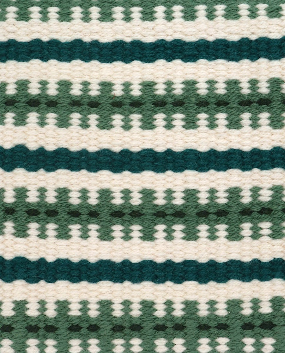 <p>Bespoke Strings Striped Irregular, pattern - green 4006, dots - dark green CH017, base - white CH044, stripe - 5008</p>