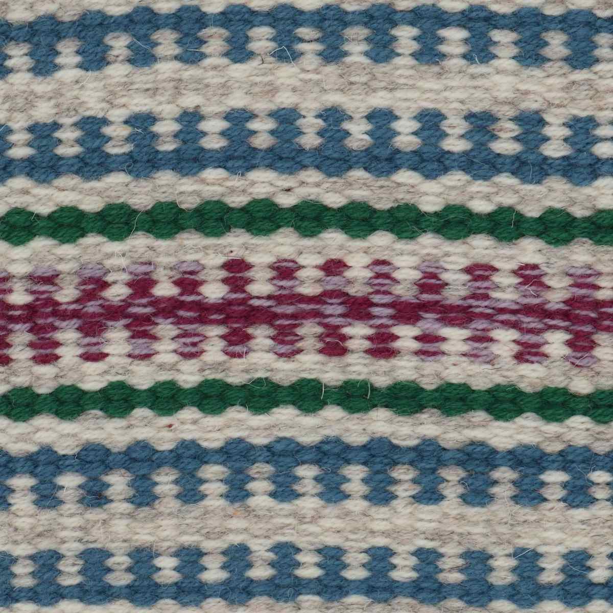<p>Bespoke Strings Striped with Borders, base 12, 06, pattern A - purple mix 7008, 7004, stripe - 4007, border - 5021 on the natural yarn</p>