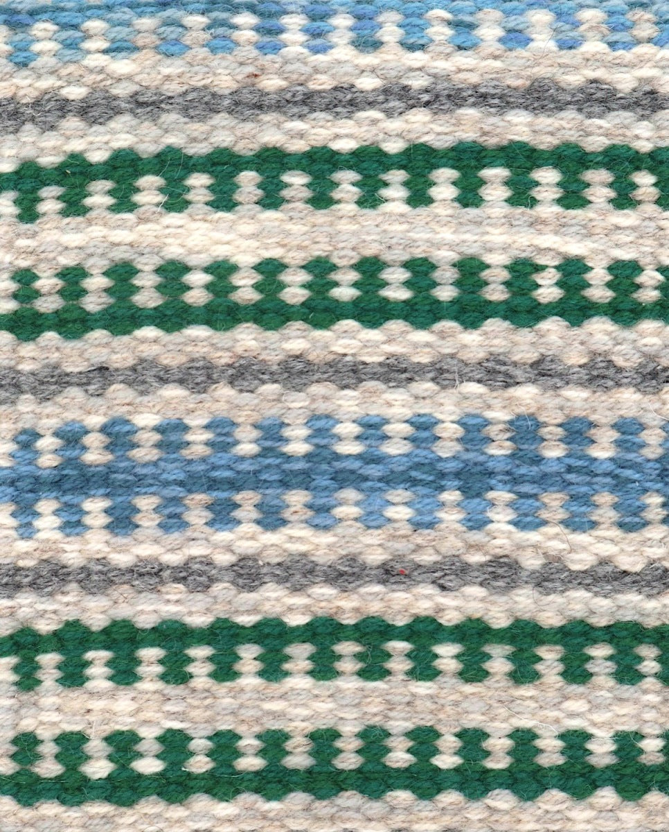 <p>Bespoke Strings Striped with Borders, pattern 1. - 8008, 5012, 5009, 5017, pattern 2. - 8015, 5010, 5021, 5001, border - green 4008, 4007, base - cold white CH044, 1002, 12, 06, stripe - grey 04</p>