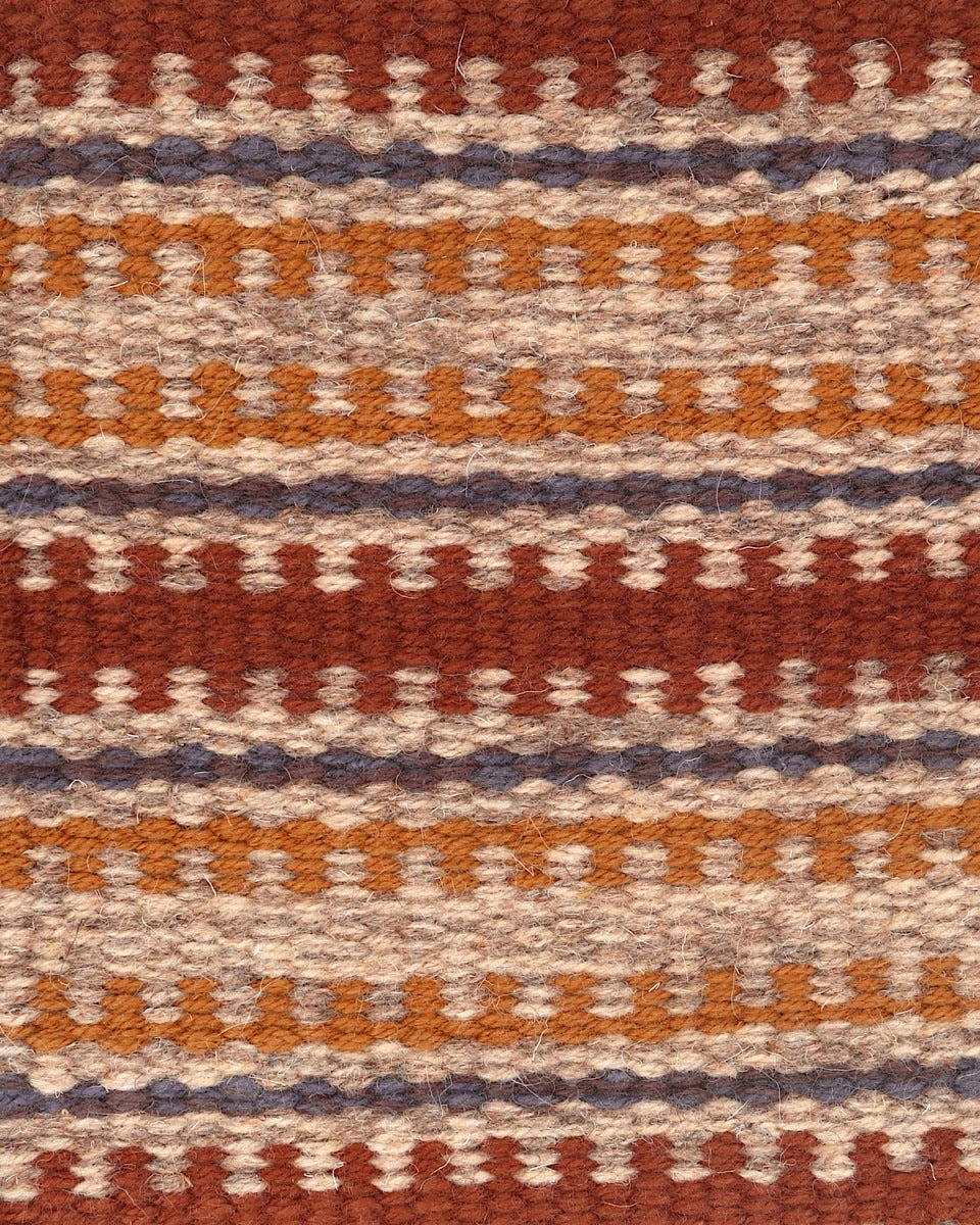 <p>Bespoke Strings Striped with Borders, pattern - brown 6002, border - ochre CH018, base - beige 02, 03, stripe - lilac CL0068, CH009</p>