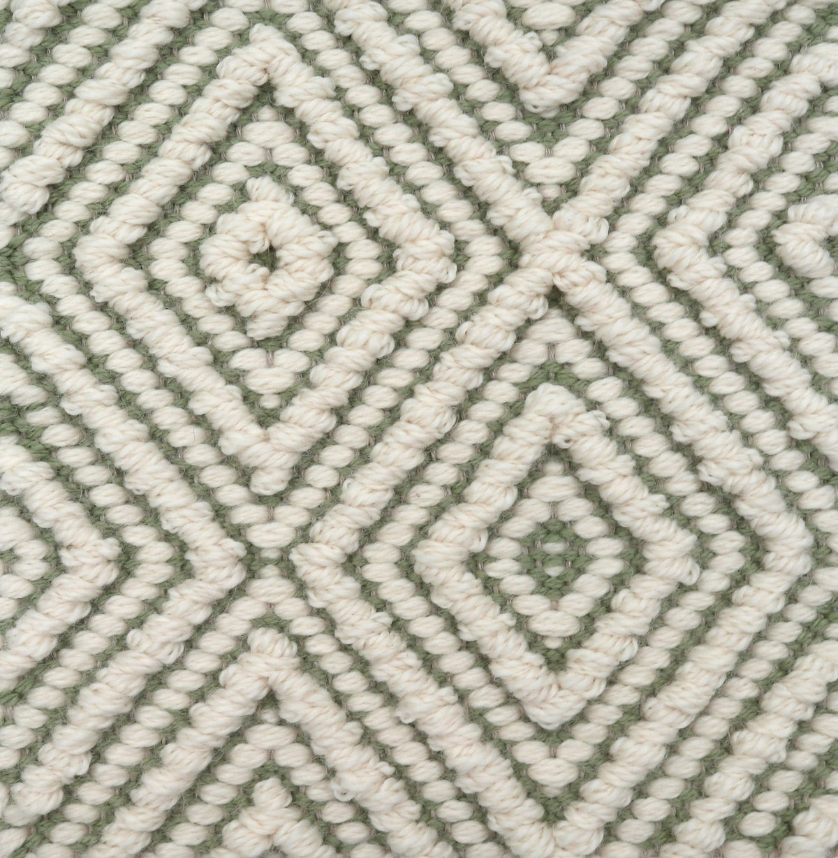 <p>Big Dual Diamond Twill in Bouclé, main bouclé - cream 06, inside green 4015, warp - natural linen</p>