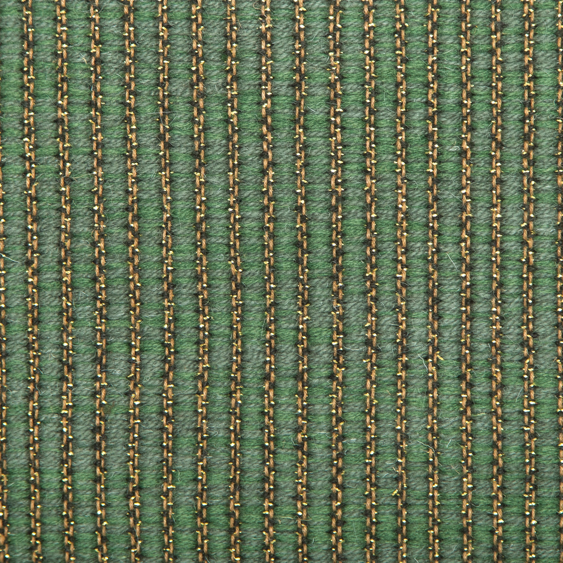 <p>Carpathian Metallic Twisted Field, main green mix 4011, CH017, inside black CH7878, CH7878 with gold metallic effects on the brown yarn</p>