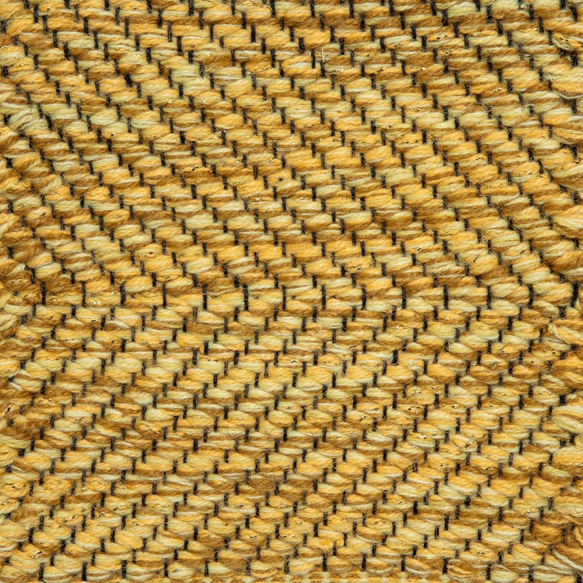 <p>Carpathian Metallic Twisted Herringbone, yellow mix 2002, 2006, 2008, CH018, 2008 with Gold lurex effect on the black yarn</p>