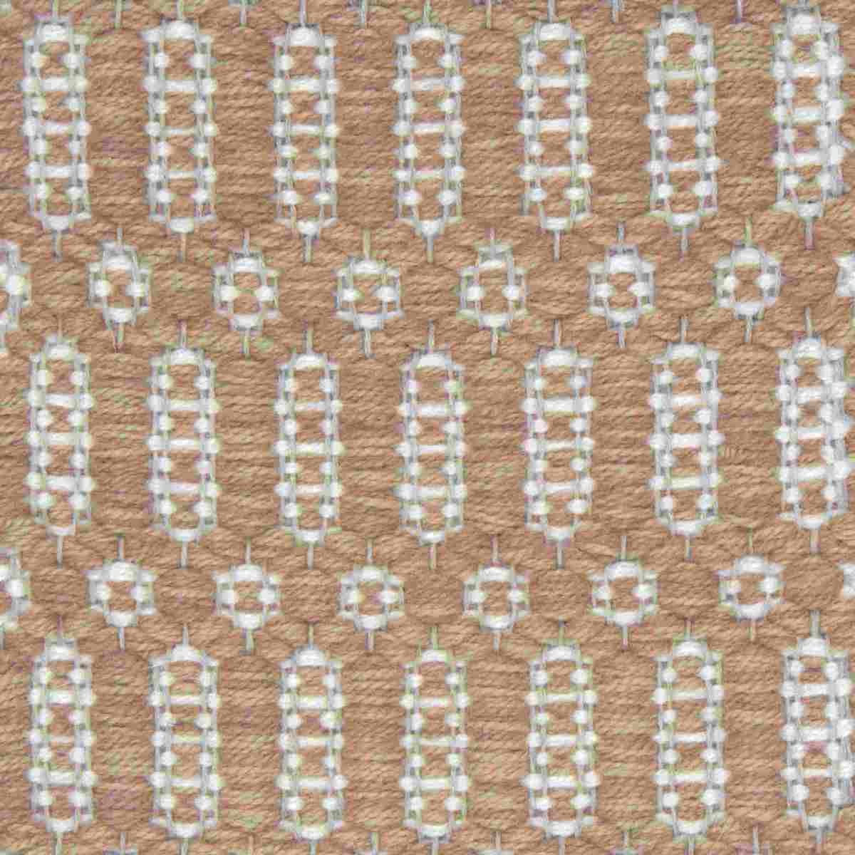 <p>Columns, main ochre mix 6029, 6014 inside white mix CH044 on the natural yarn</p>