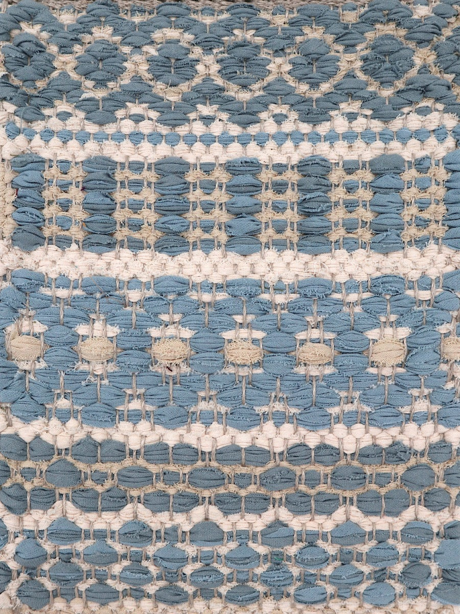 <p>Country Rug, main light blue alt. 168 light and 126, inside alt. cream 216 and 104 on the natural yarn</p>
