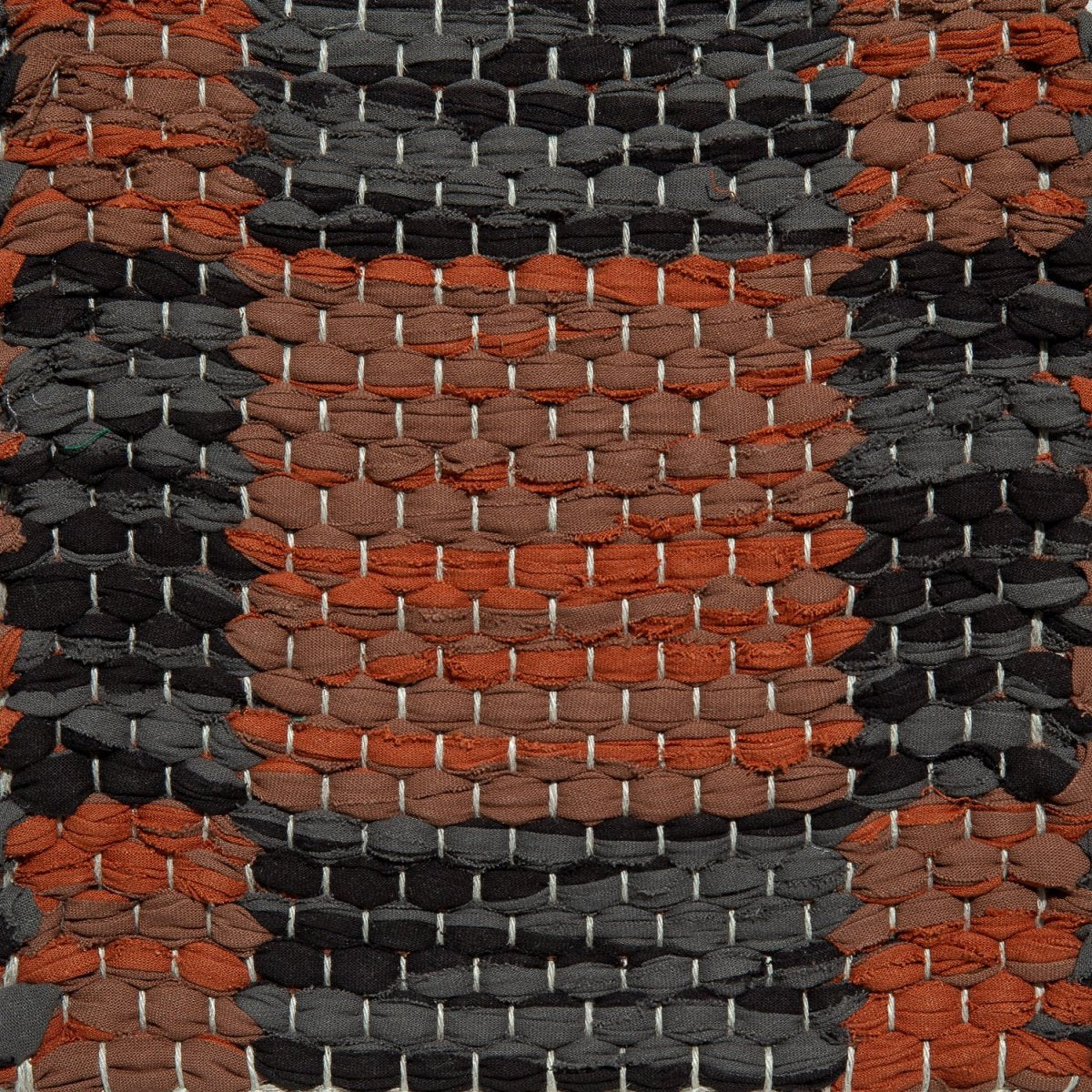 <p>Double Weave Chequered, 1 sq. - Black 162, 178/2, 2 sq. - Terracotta mix 242, 376 on the natural yarn</p>