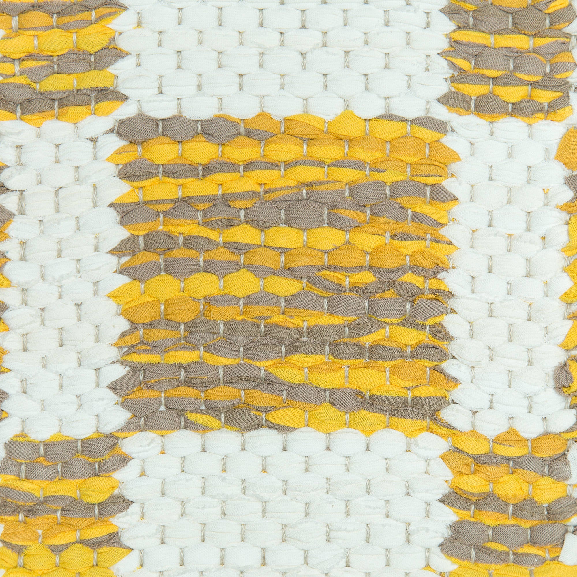 <p>Double Weave Chequered,1 sq. - beige mix 229, 244, yellow mix 267, 276, 2 sq. - white mix 101, 102 on the natural yarn</p>