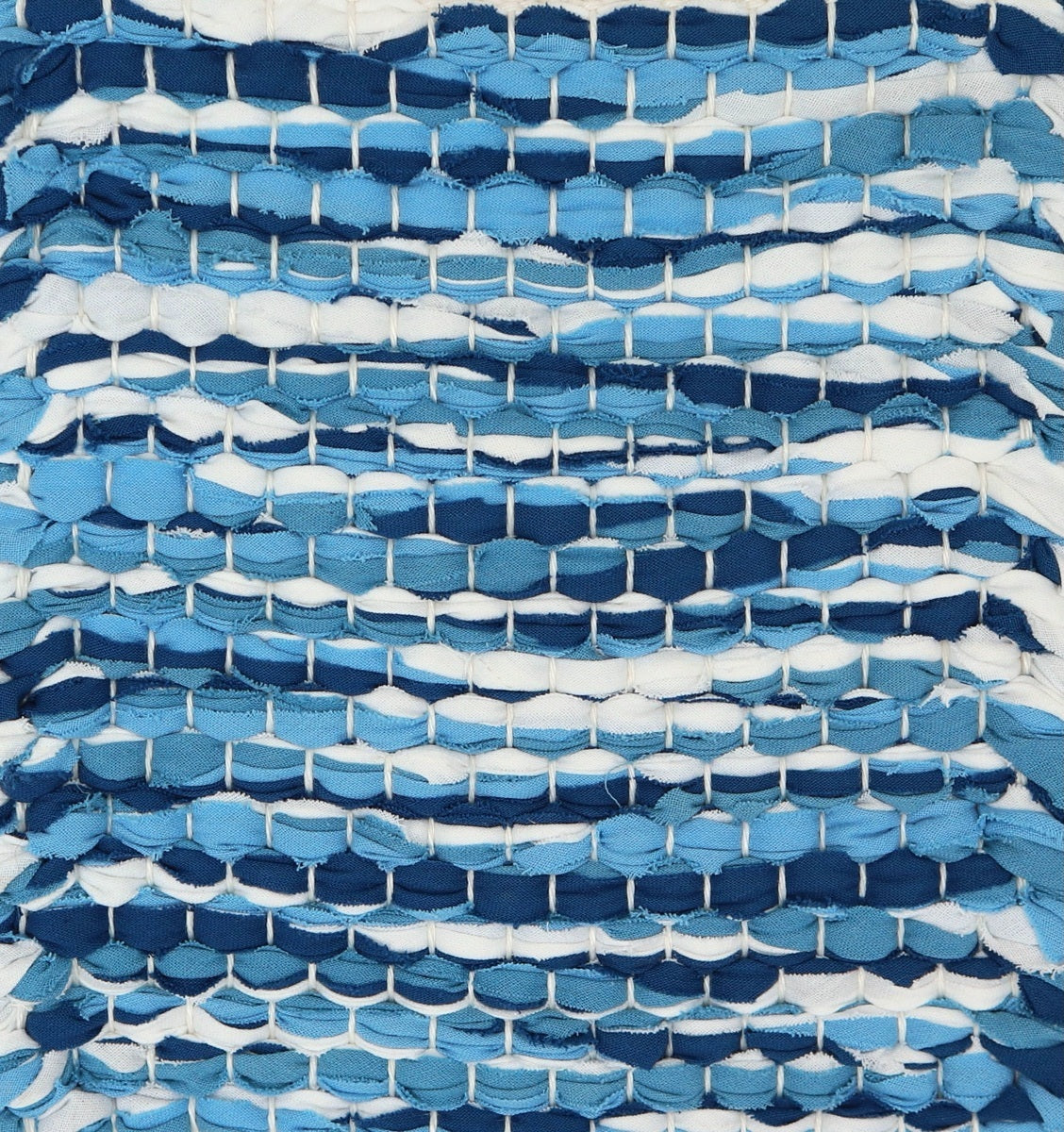 <p>Double Weave, off white 101, blue effects 526, 527, 530 on the white yarn</p>