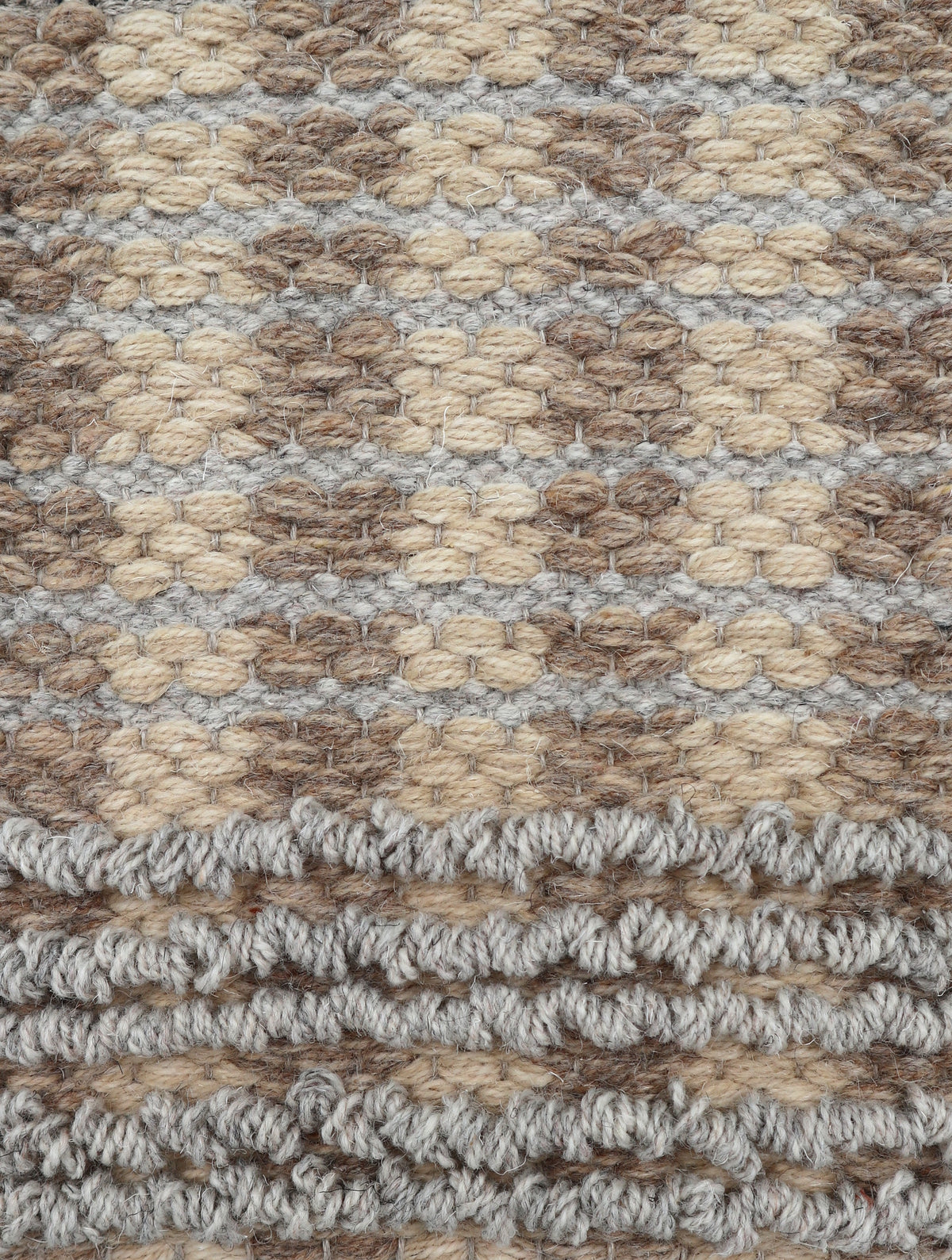 <p>Double Weave Striped with Bouclé , stripe 1 - beige mix 02, 03, stripe 2 - cream mix 07, 19, bouclé in light grey 12, warp - natural linen</p>