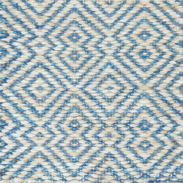 <p>Dual Diamond Twill in different sizes, main beige mix 1008, 1023, 6040, inside blue mix 5021, 5017, 5013, 1003 on the natural yarn</p>
