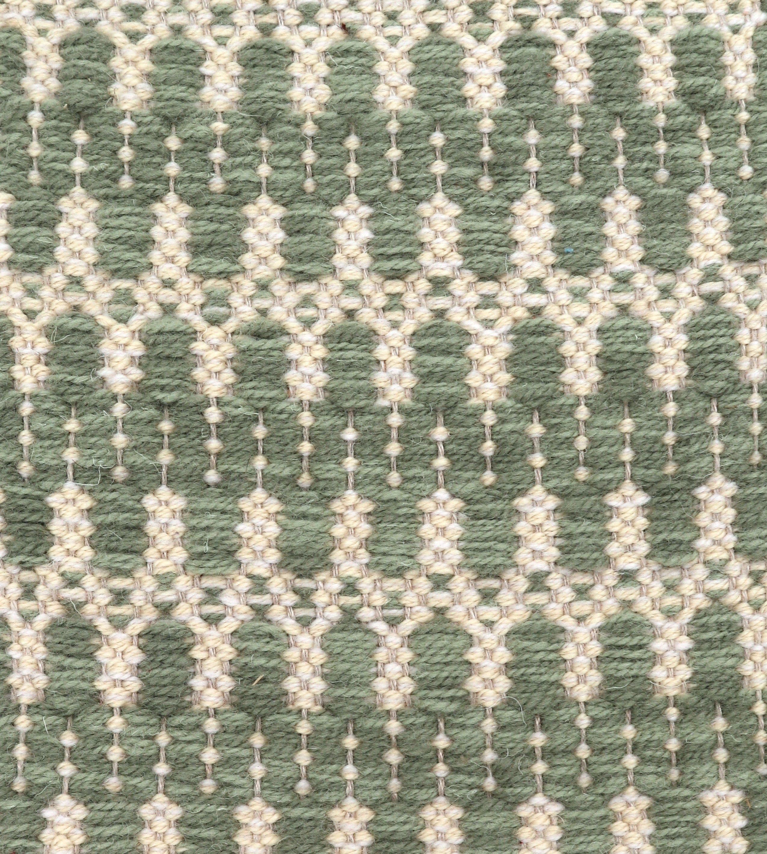 <p>Folk Zig Zag, 1 row - light green mix 1025, CH016, 2 row - white mix 1023, 6023 on the natural yarn</p>