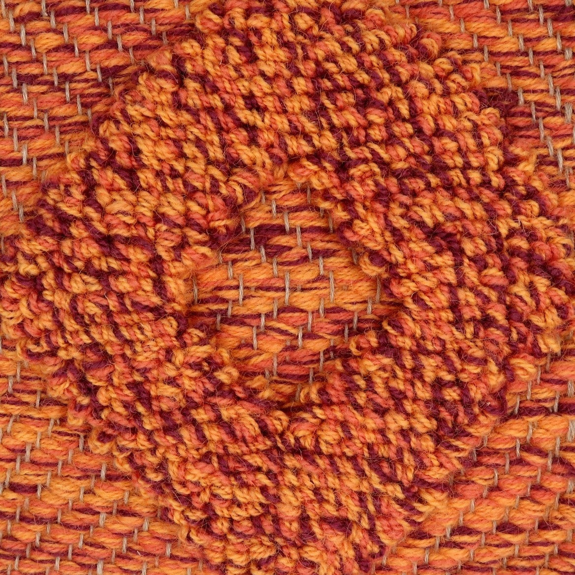 <p>Herringbone with Bouclé (Rombs), base mix of 2008, 2009, 6007, 7004, bouclé in green mix of 2008, 2009, 6007, 7004 on the natural yarn</p>