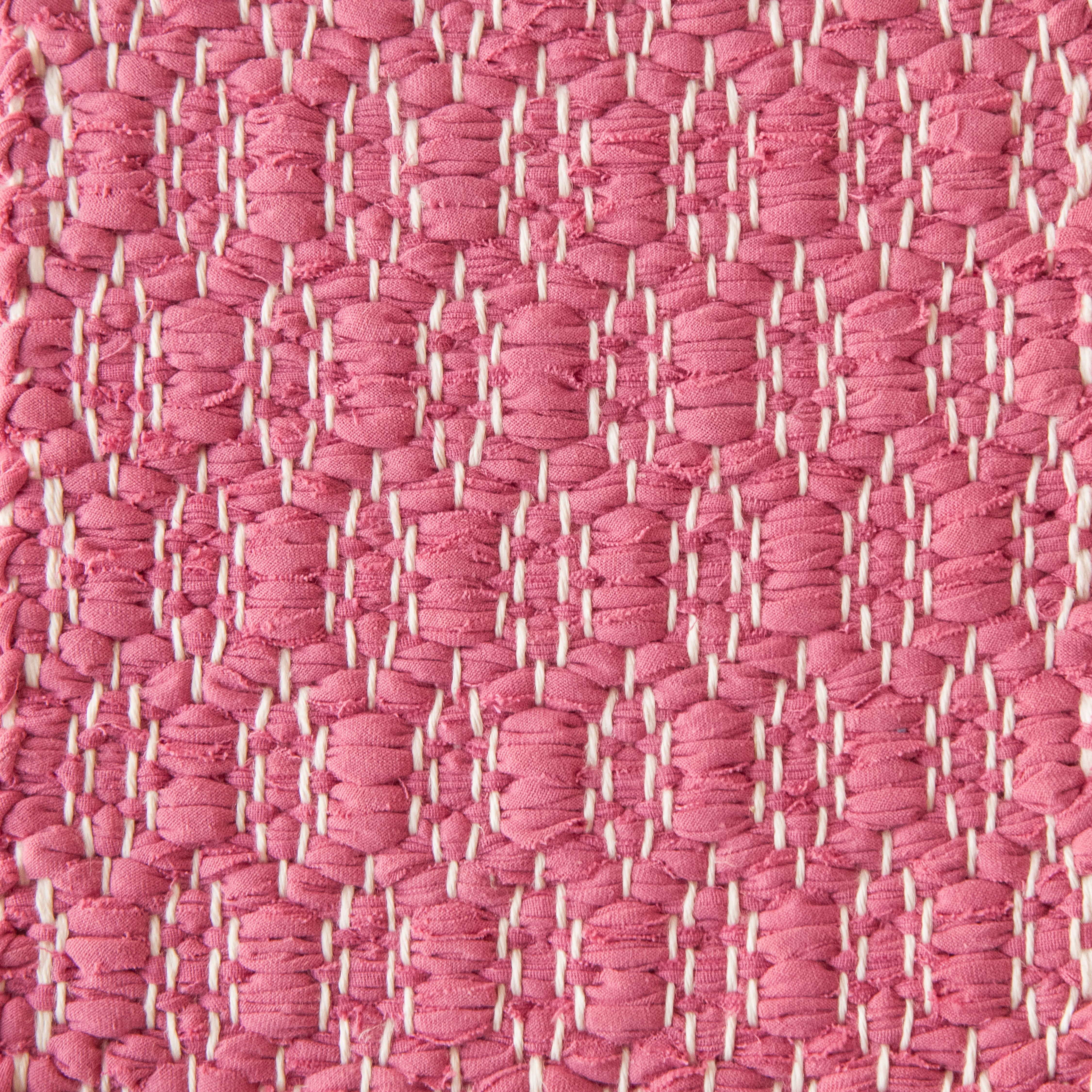 <p>Honeycombs, pink 388 on the white yarn</p>