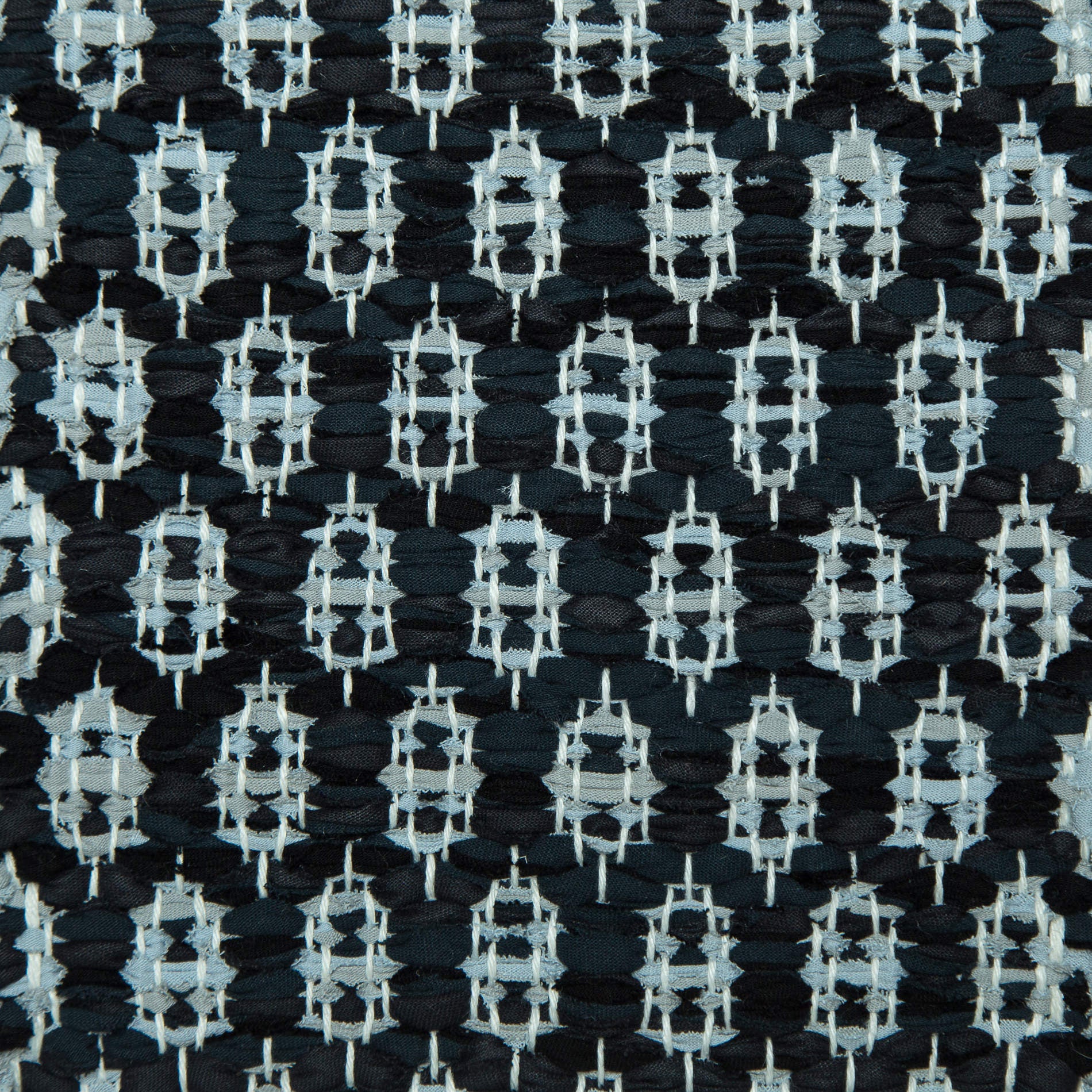 <p>Honeycombs, main dark grey mix 167, 166, 170, inside light grey mix 154, 155 on the white yarn</p>