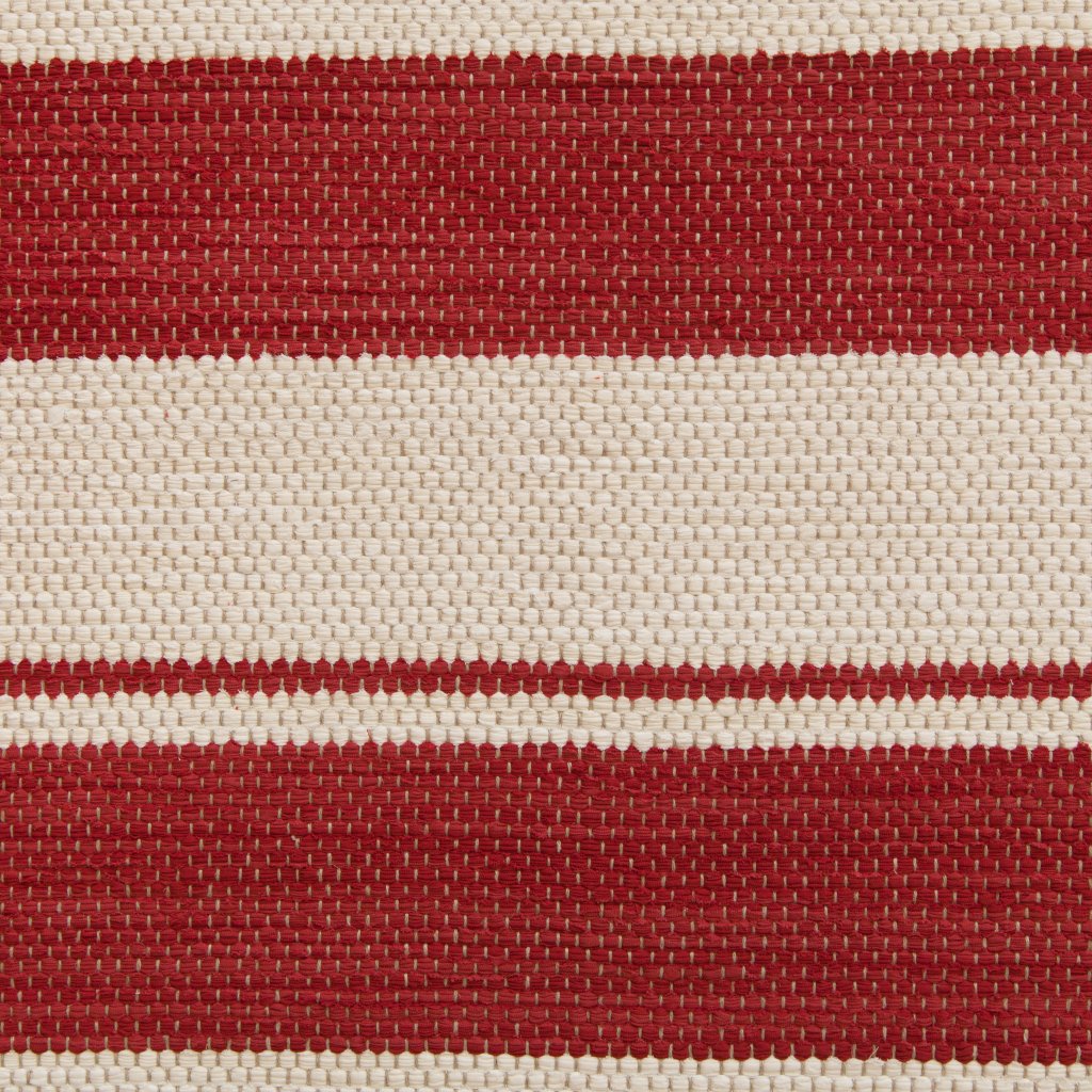 <p>Single Weave Striped, red mix 307, 308, white mix 100, 101 on the natural yarn</p>