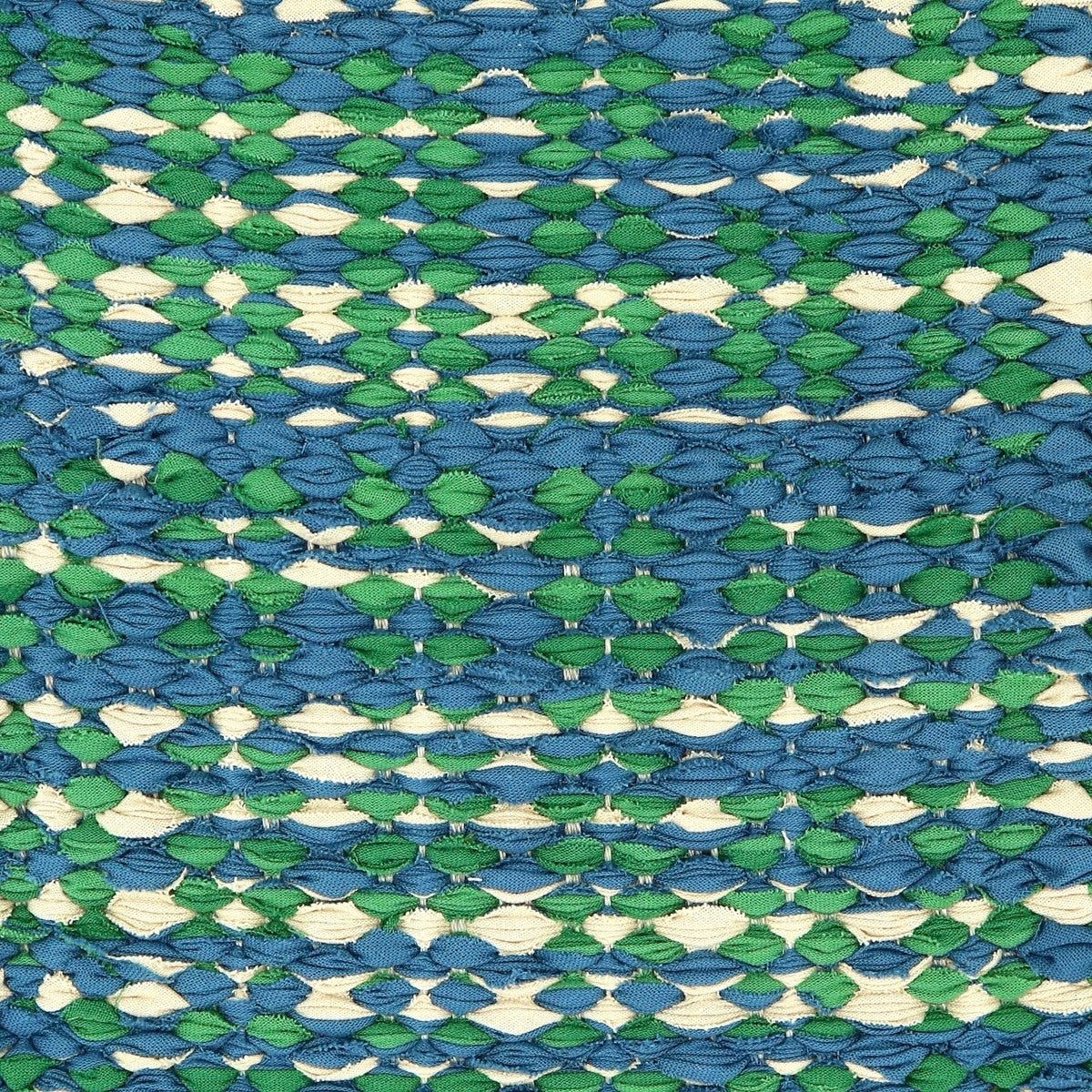 Irregular Draell, 1 row - blue &amp;amp; white mix 404/1, 232, 2 row - green &amp;amp; blue mix 450, 446, 404/1 on the natural yarn