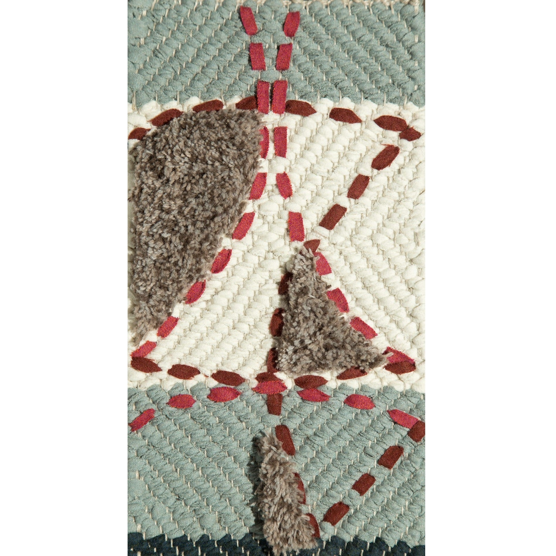 <p><meta charset="UTF-8"><span>LORO AQUA RED, Base light blue 0435, white 0430, end stripe greenish blue 0541, stiching red 0503, terracotta 0096, Boucle grey mix 1007, 1009, 1011 on the natural yarn</span><br></p>