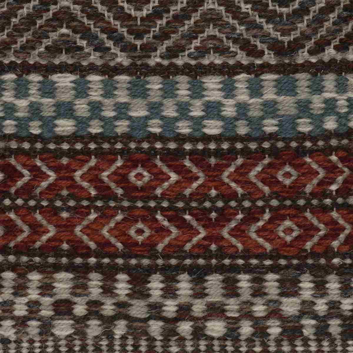 <p>Mountain Fantasy in different techniques, main dark brown 17, 05, 6017, CH4326, CH4225, CH7878, inside light grey 12, 1011, stripe A - blue 262, inside light grey 12, 1011, stripe B - mix of CH5226,6002,  <br>
inside light grey 12, 1011 on the natural yarn</p>