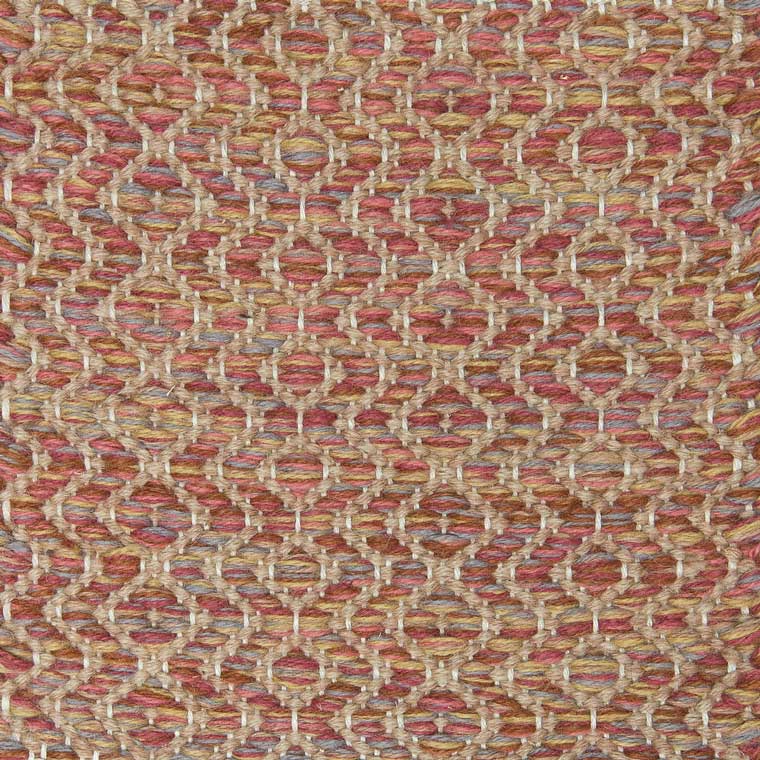 <p>Round Diamond Twill, main mix of colours 1003, 6002, 6004, 6010, 6037, inside beige mix 6014, 6029 on the natural yarn</p>