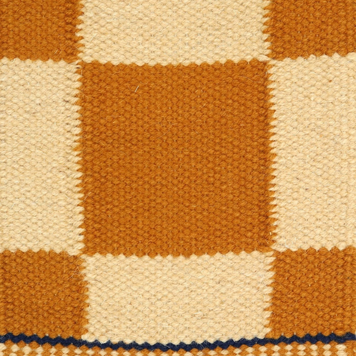 <p>Single Weave Chequered, 1 sq - cream 19, 2 sq - light brown CH018, stripe in navy blue CH014 on the natural yarn</p>
