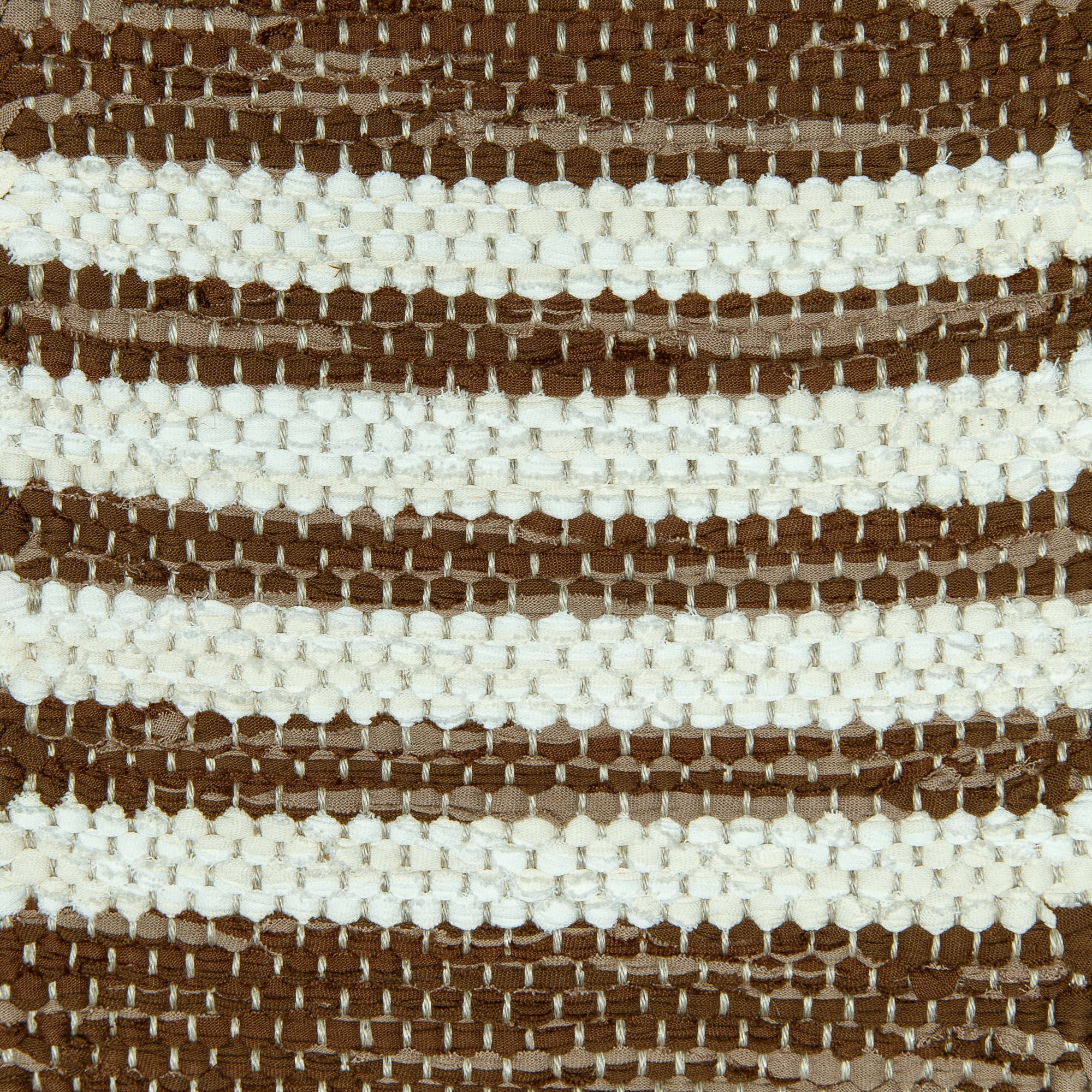 <p>Single Weave Striped, brown mix 205, 229, 241, white mix 101, 102 on the natural yarn</p>