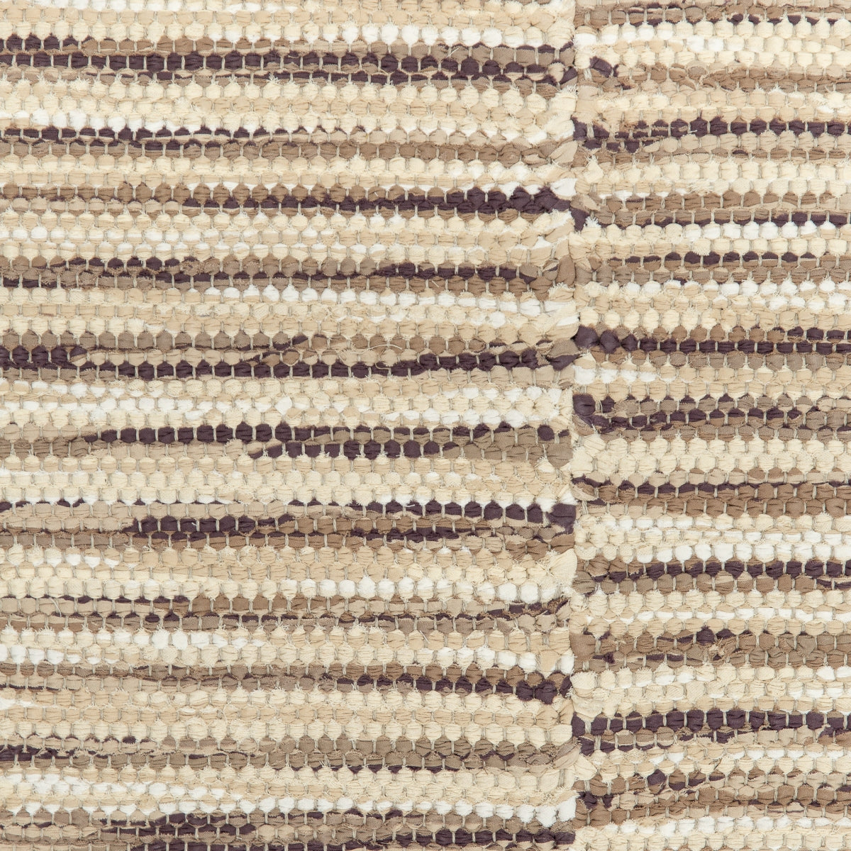 <p>Single Weave Striped, Stitched Together, 1 stripe cream mix 216, 105, effects in 102, 2 stripe purple mix 244, 234, 2202, 3350 on the natural yarn</p>