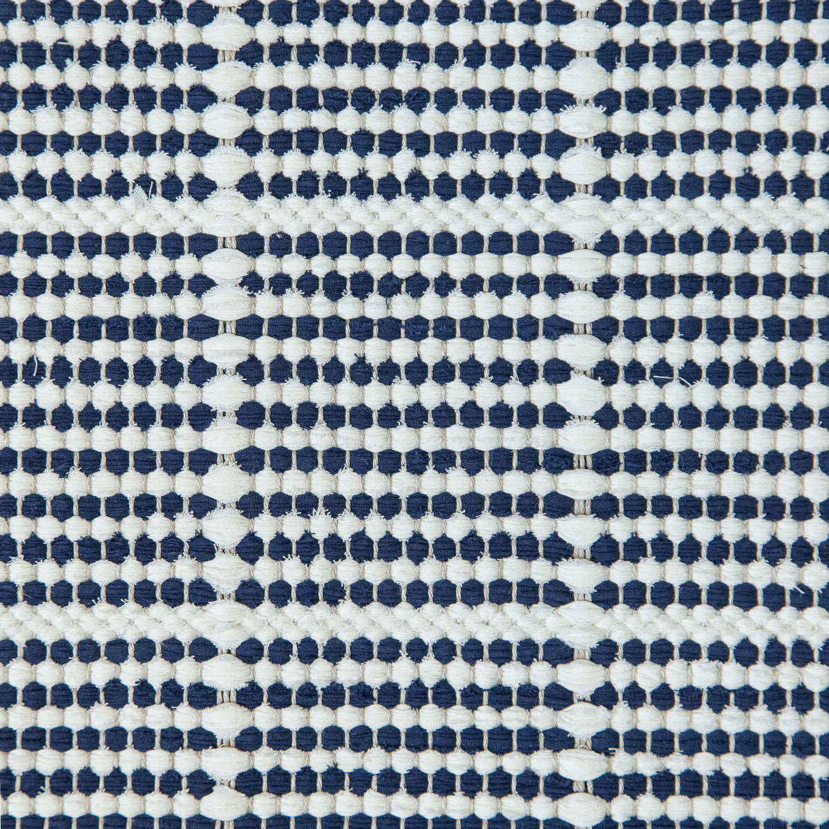 <p>Single Weave Striped with Draell, 1 row white 101, 2 row blue 522 on the white yarn</p>