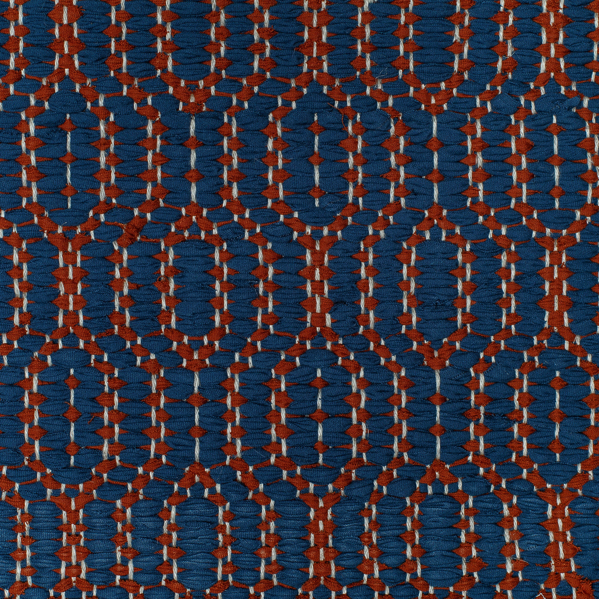 <p>Soft Dual Diamond Twill, main blue 534, inside terracotta 376 on the natural yarn</p>