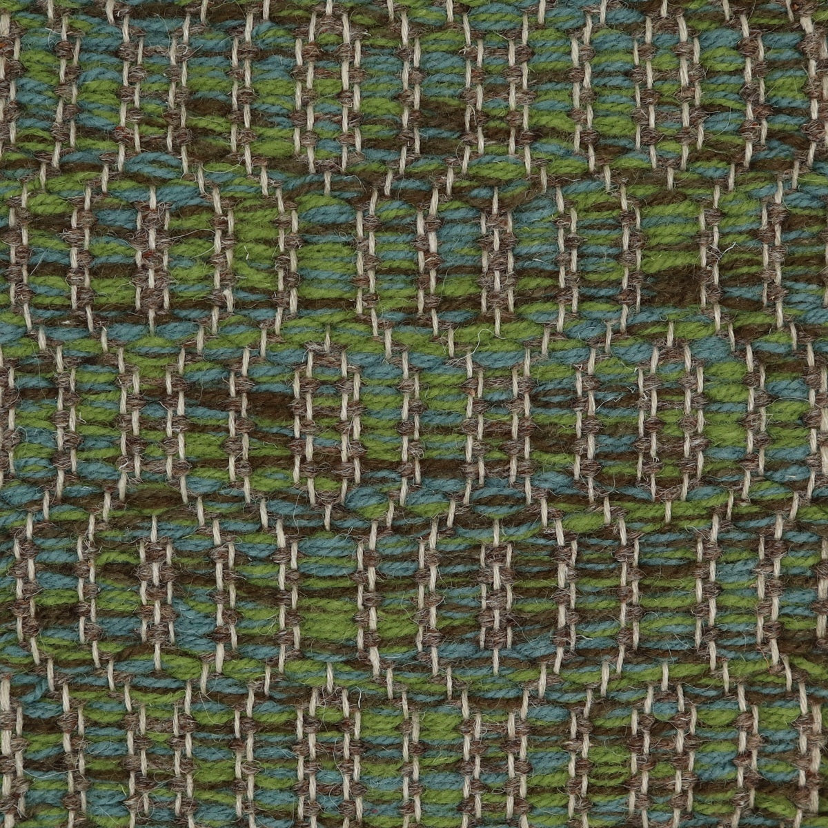 <p>Soft Dual Diamond Twill, main green-blue CH3424, CH015, CH4326, inside brown 17 on the natural yarn</p>