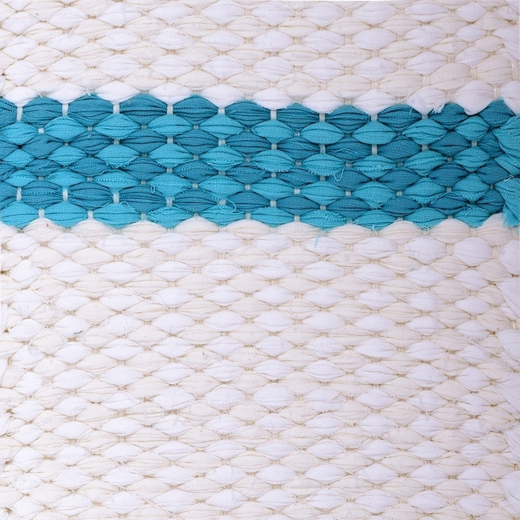 <p>Draell, main colour white mix 100, 101, stripe blue mix 401, 401/1; white yarn</p>
