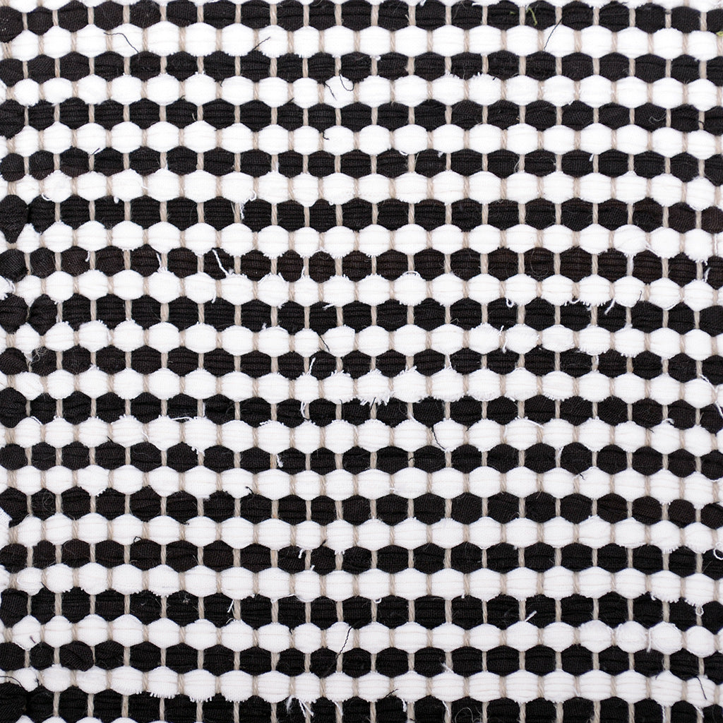 <p>Single Weave Striped, 1 row - black 162, 2 row - white 101; yarn - natural</p>
