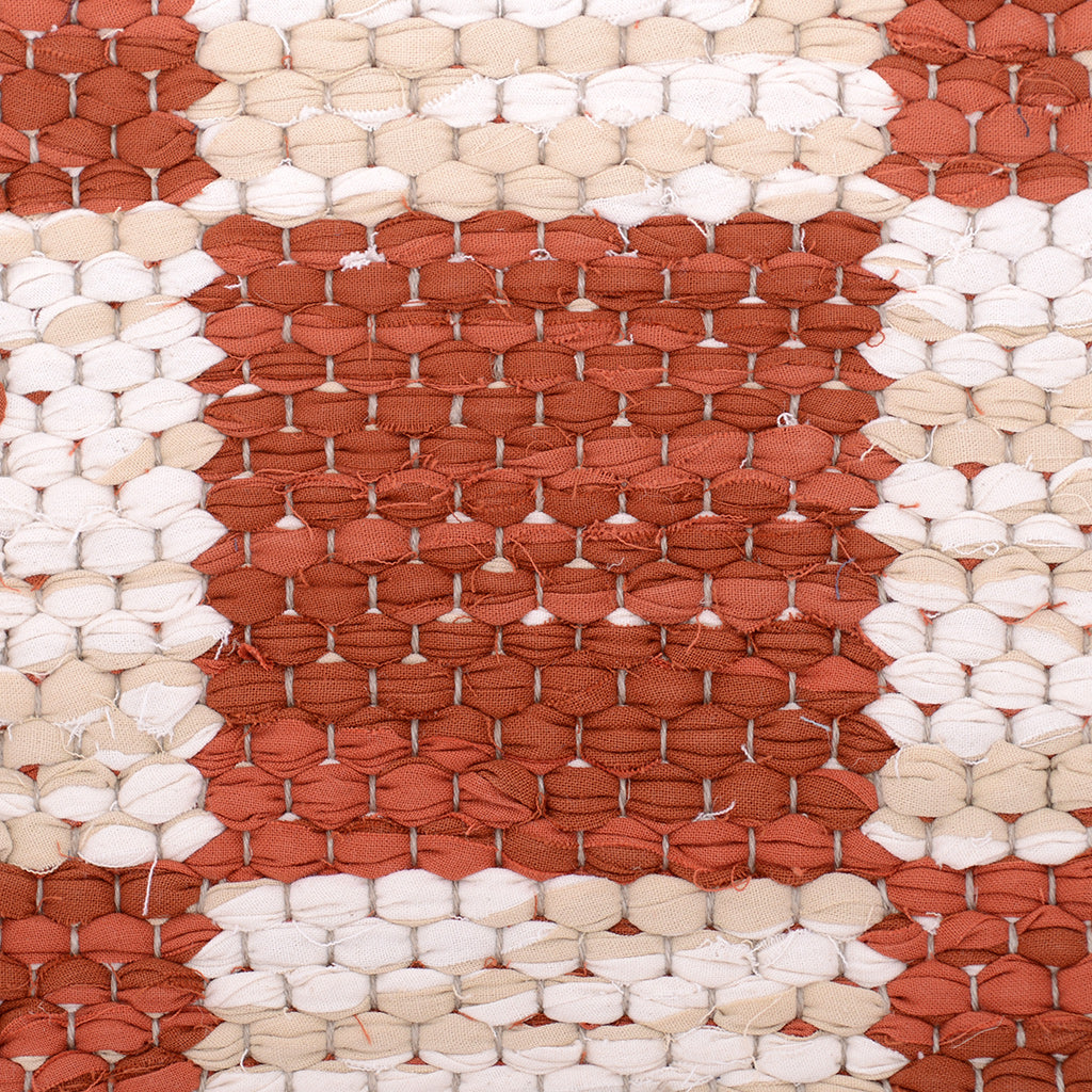 <p>Double Weave Chequered, 1 sq. - terracotta mix 376, 377, 2 sq. - cream mix 104, 216 on the natural yarn</p>