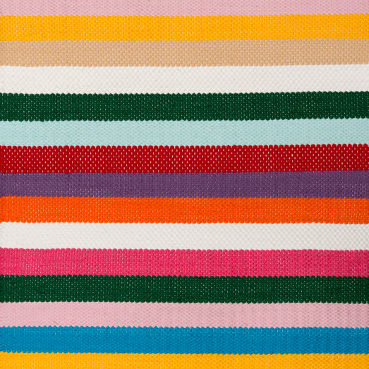 <p>Single Weave Striped, many-colored; white yarn</p>